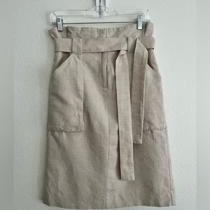 H&M Belted Midi Linen Skirt w/ Large Pockets (Size 6)